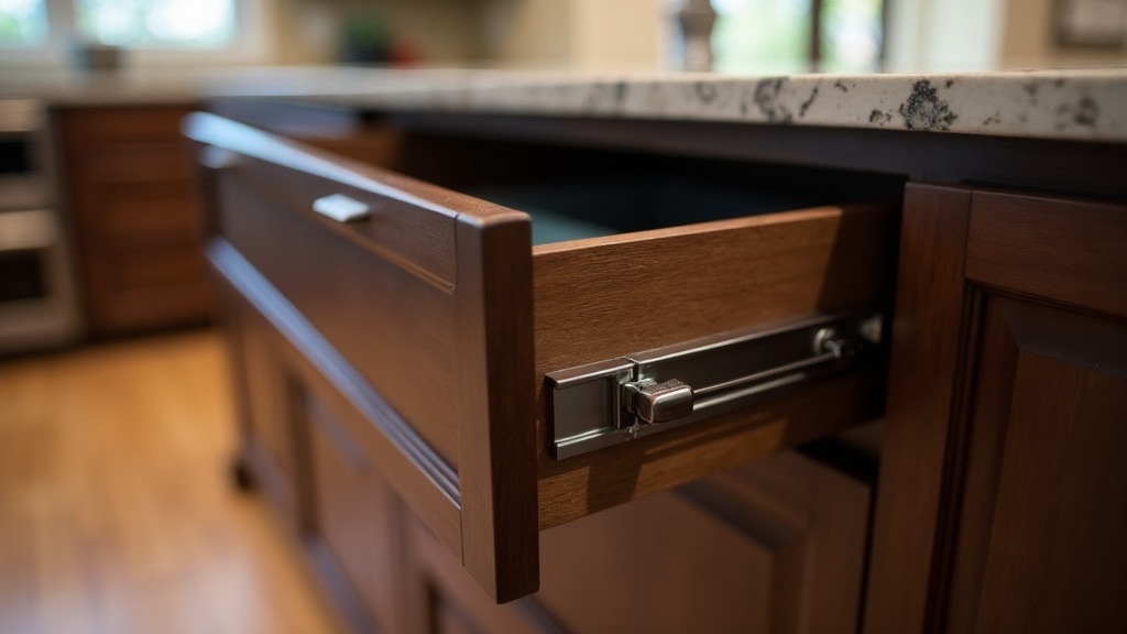 Cajón de cocina con corredera de extensión total y sistema de cierre suave